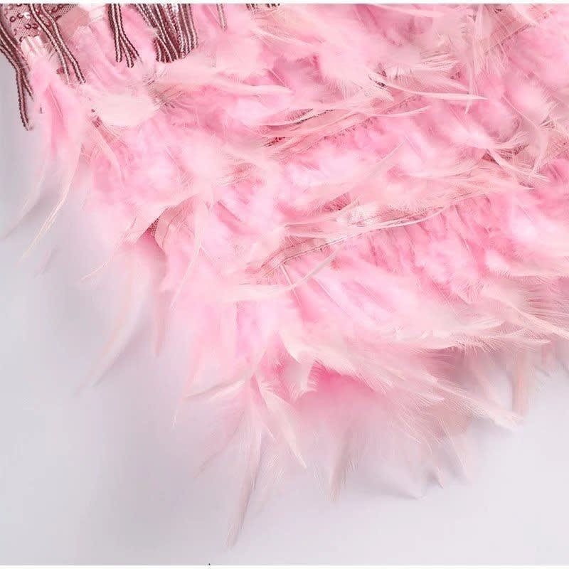 Women's Feather Hem Cocktail Mini Dress | Petronella_5