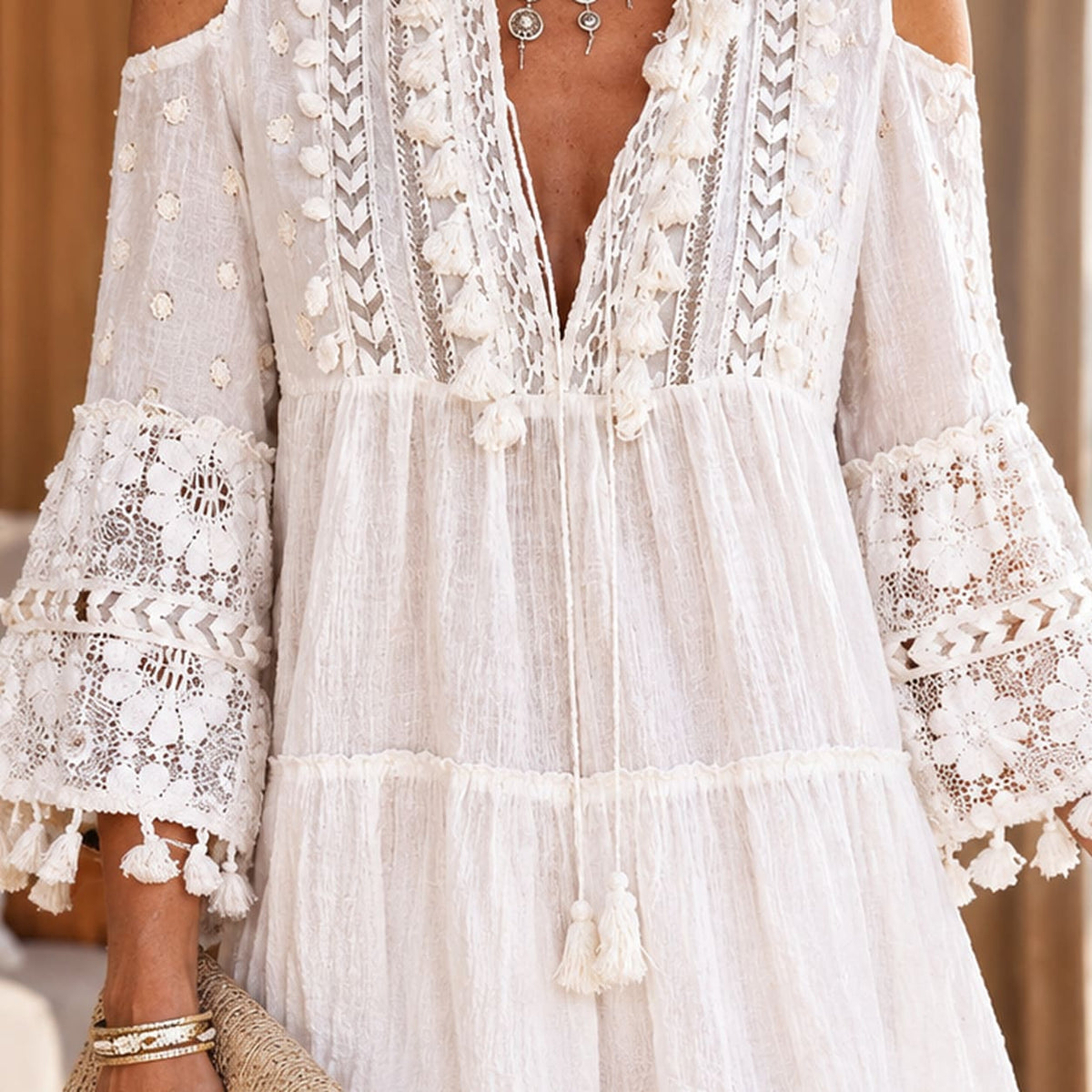 Women's Lace Cold Shoulder Mini Dress | Stanhope_2