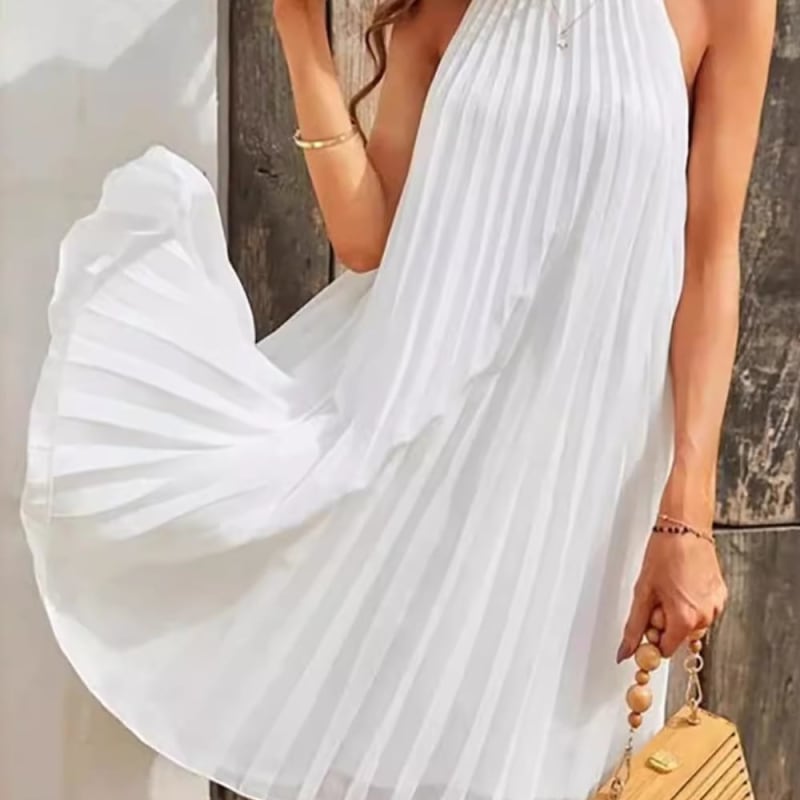 Women's Pleated Halter Neck Mini Dress | Fitzalan_1
