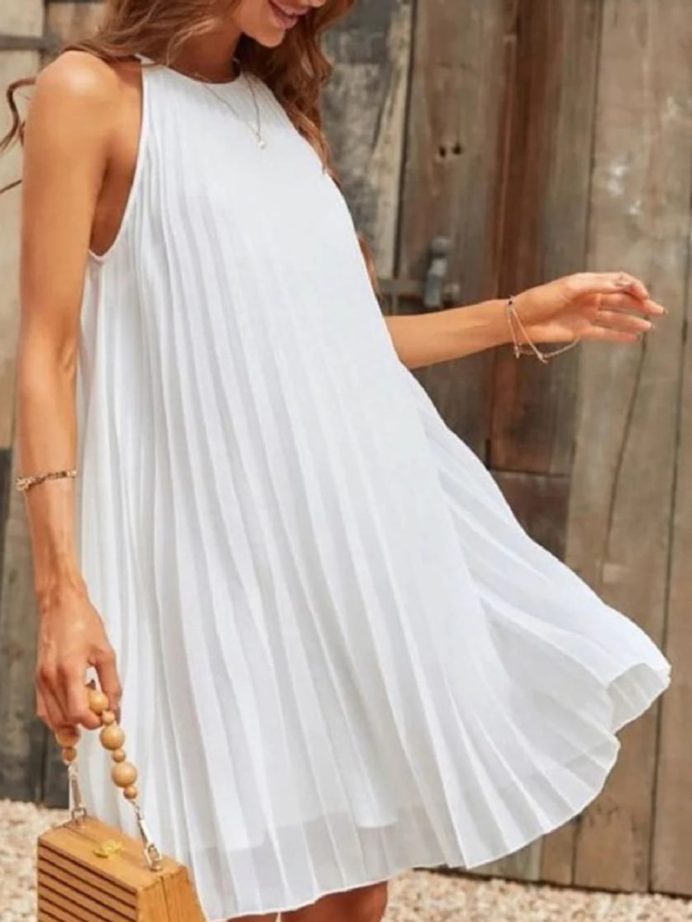 Women's Pleated Halter Neck Mini Dress | Fitzalan_3