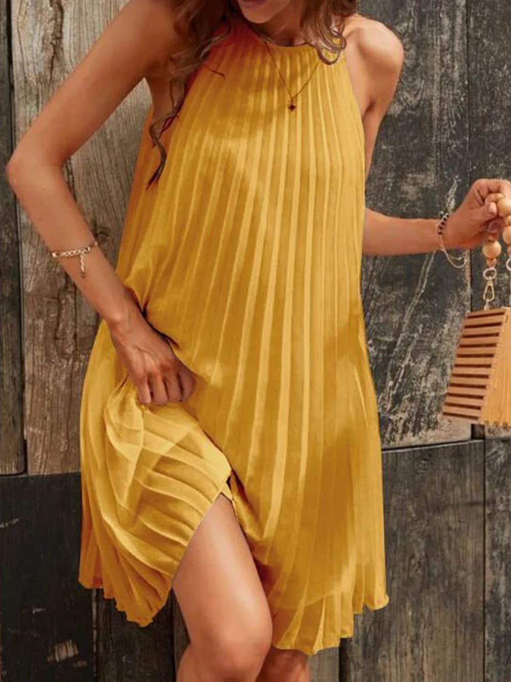 Women's Pleated Halter Neck Mini Dress | Fitzalan_4