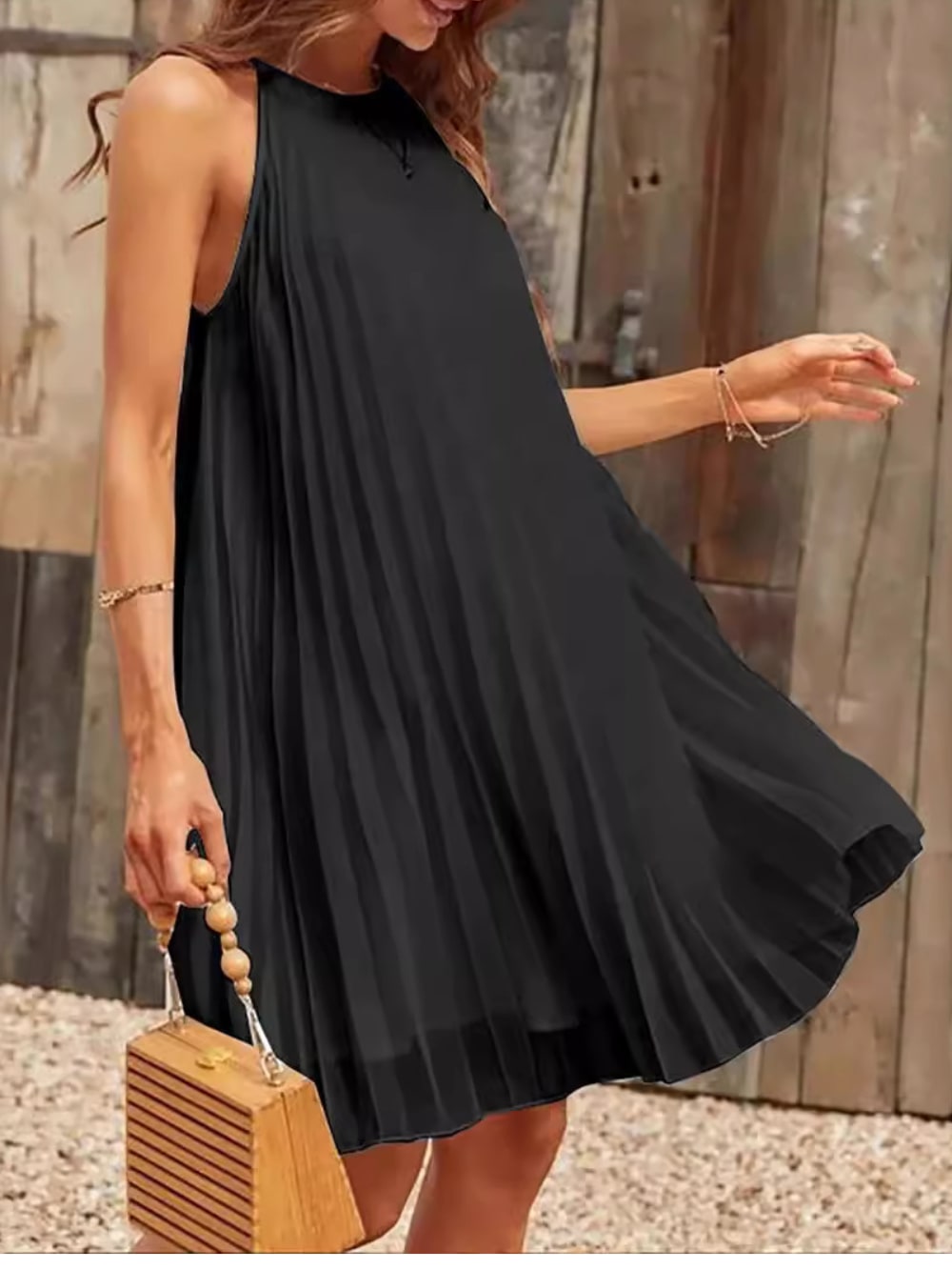 Women's Pleated Halter Neck Mini Dress | Fitzalan_6