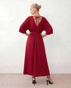 Women's Batwing Sleeve V-Neck Maxi Dress | Seren_11