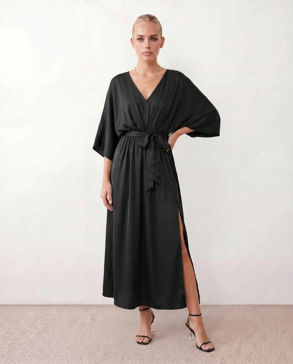Women's Batwing Sleeve V-Neck Maxi Dress | Seren_13