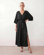 Women's Batwing Sleeve V-Neck Maxi Dress | Seren_13