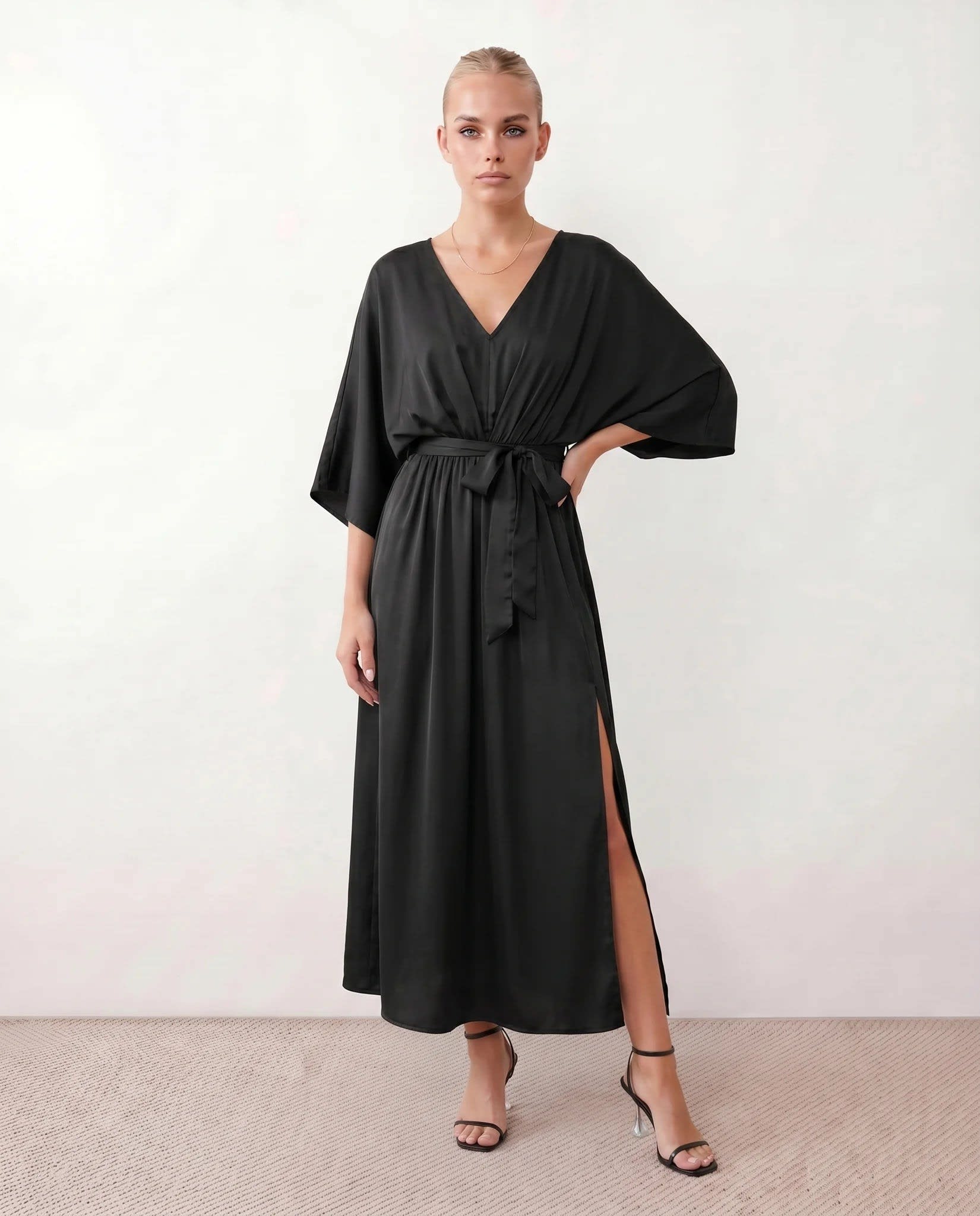 Women's Batwing Sleeve V-Neck Maxi Dress | Seren_13