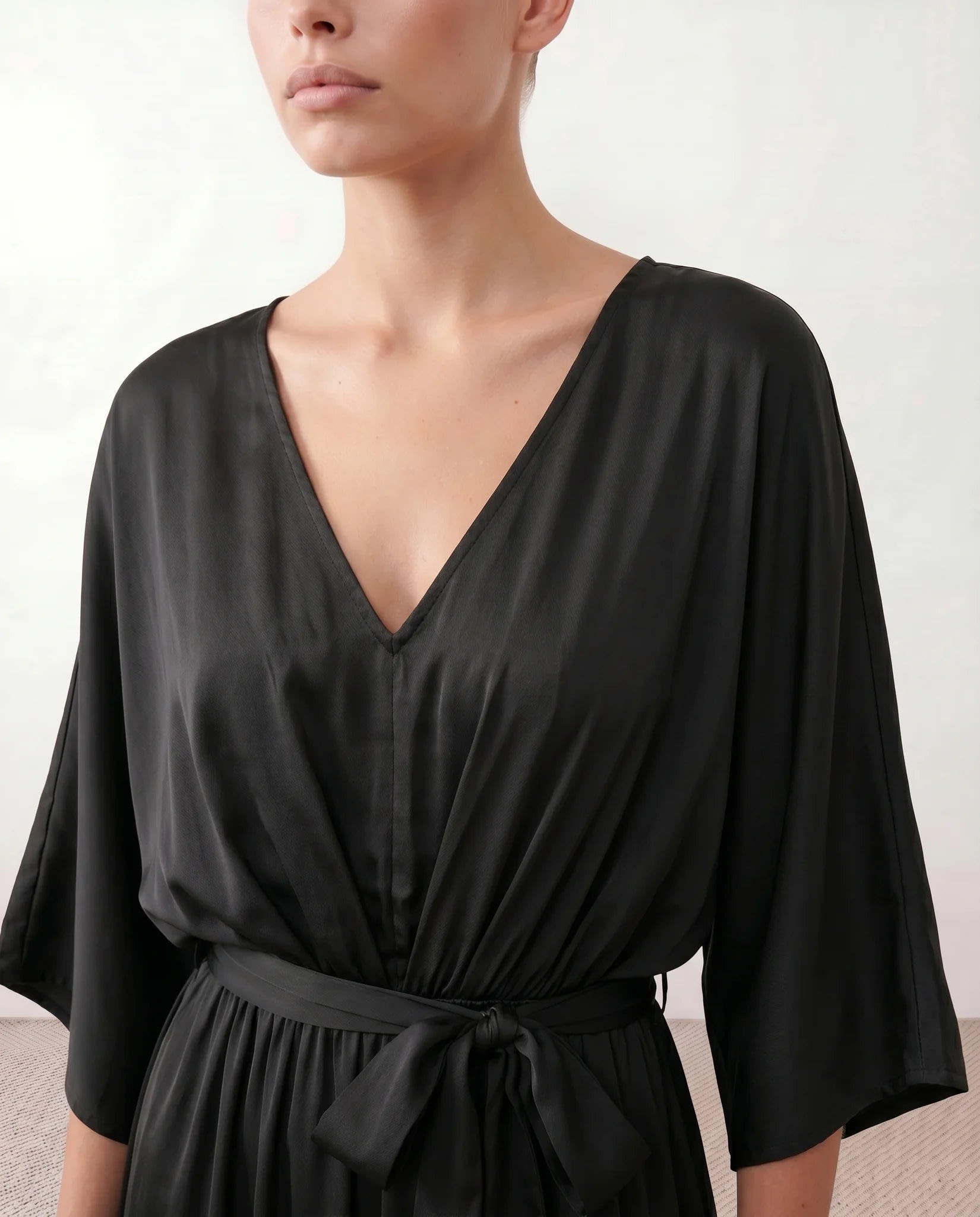 Women's Batwing Sleeve V-Neck Maxi Dress | Seren_16