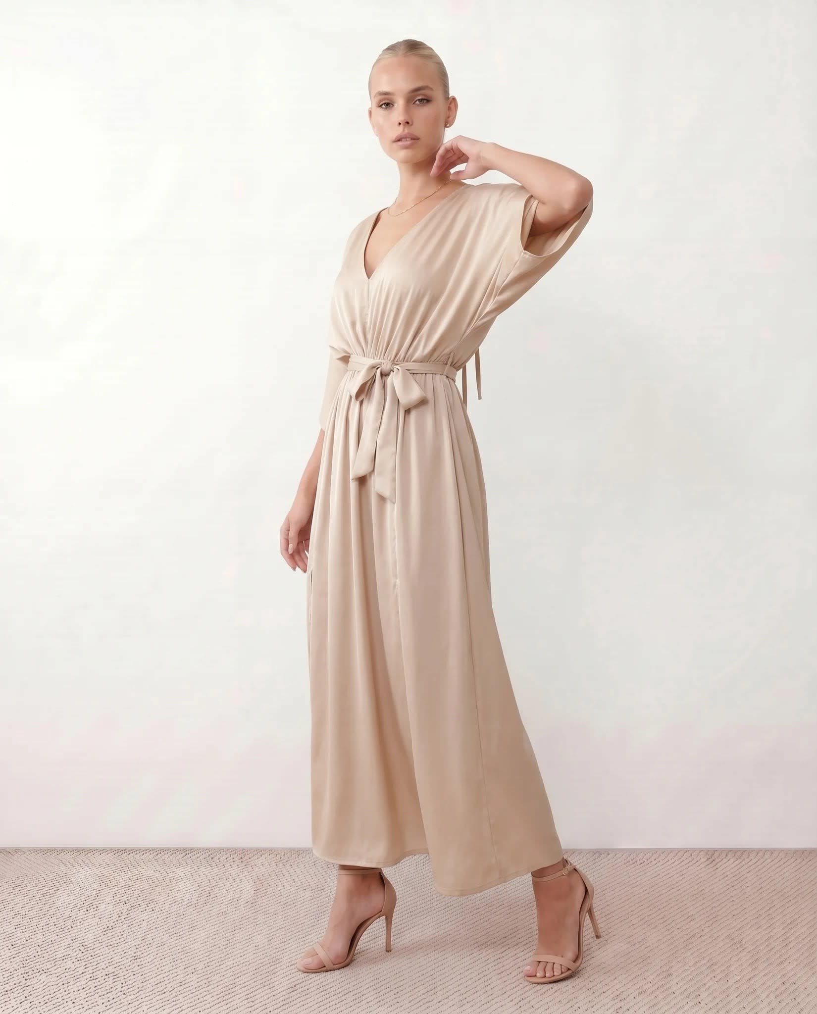 Women's Batwing Sleeve V-Neck Maxi Dress | Seren_2