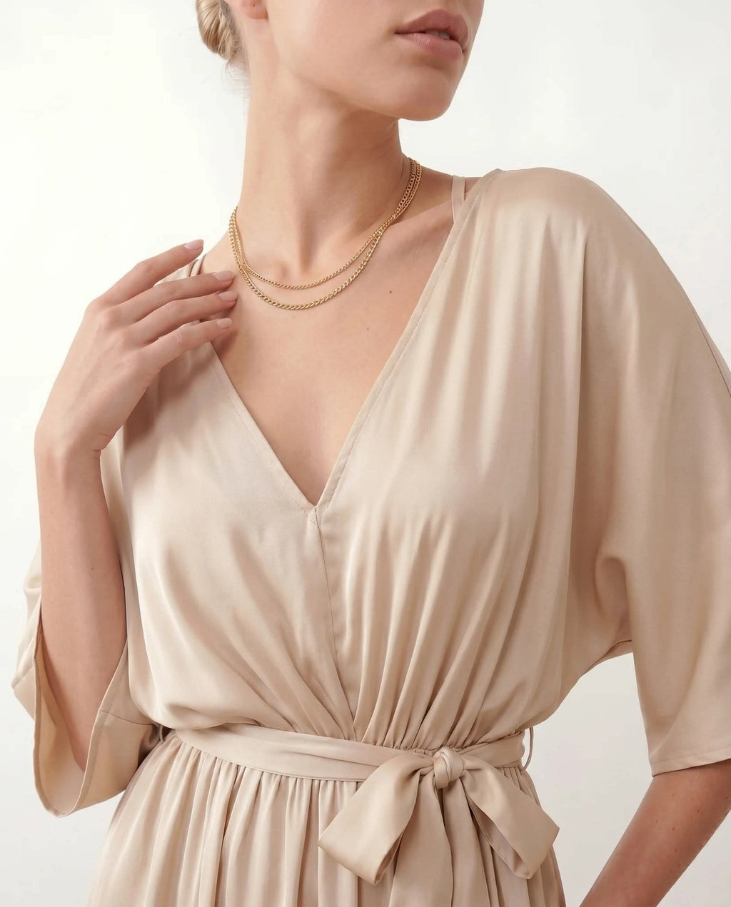 Women's Batwing Sleeve V-Neck Maxi Dress | Seren_4