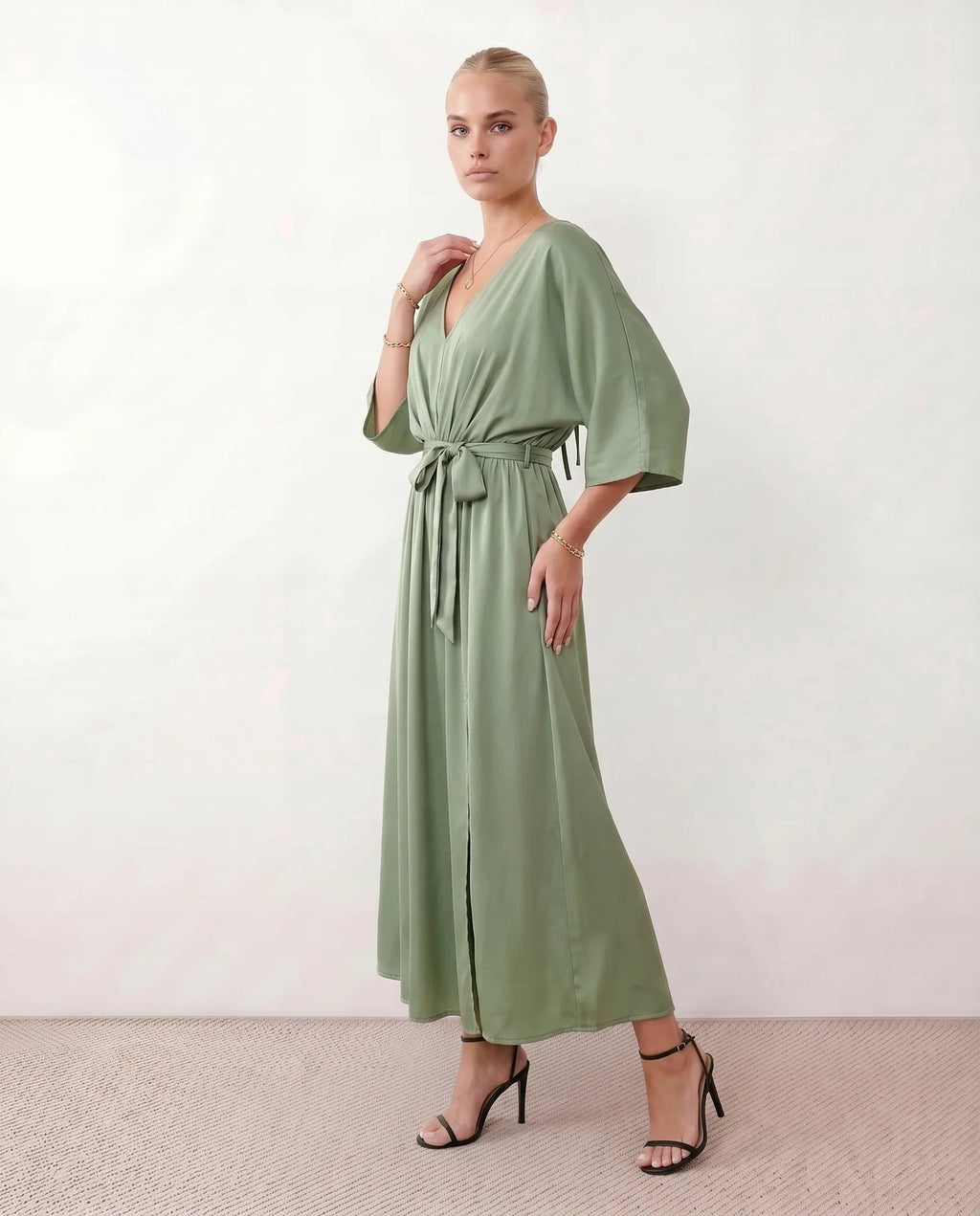 Women's Batwing Sleeve V-Neck Maxi Dress | Seren_6