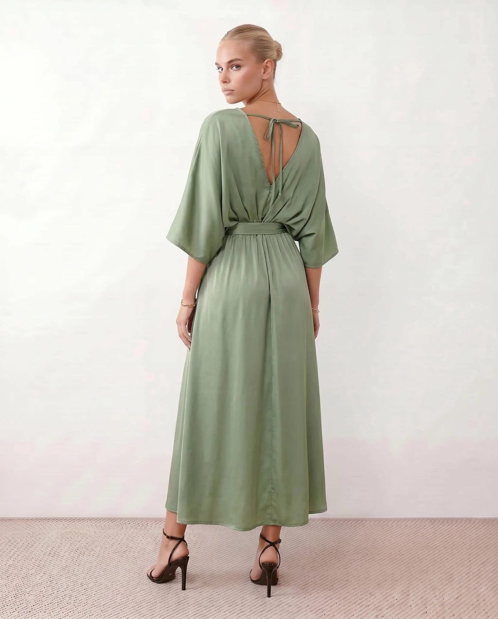 Women's Batwing Sleeve V-Neck Maxi Dress | Seren_7