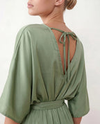 Women's Batwing Sleeve V-Neck Maxi Dress | Seren_8