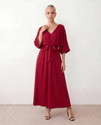 Women's Batwing Sleeve V-Neck Maxi Dress | Seren_9
