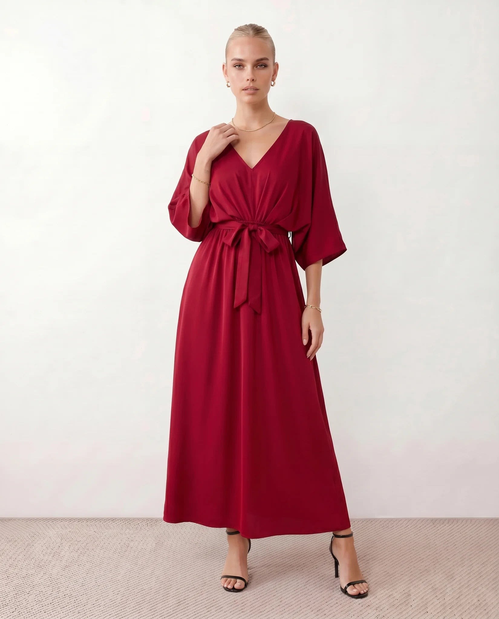 Women's Batwing Sleeve V-Neck Maxi Dress | Seren_9