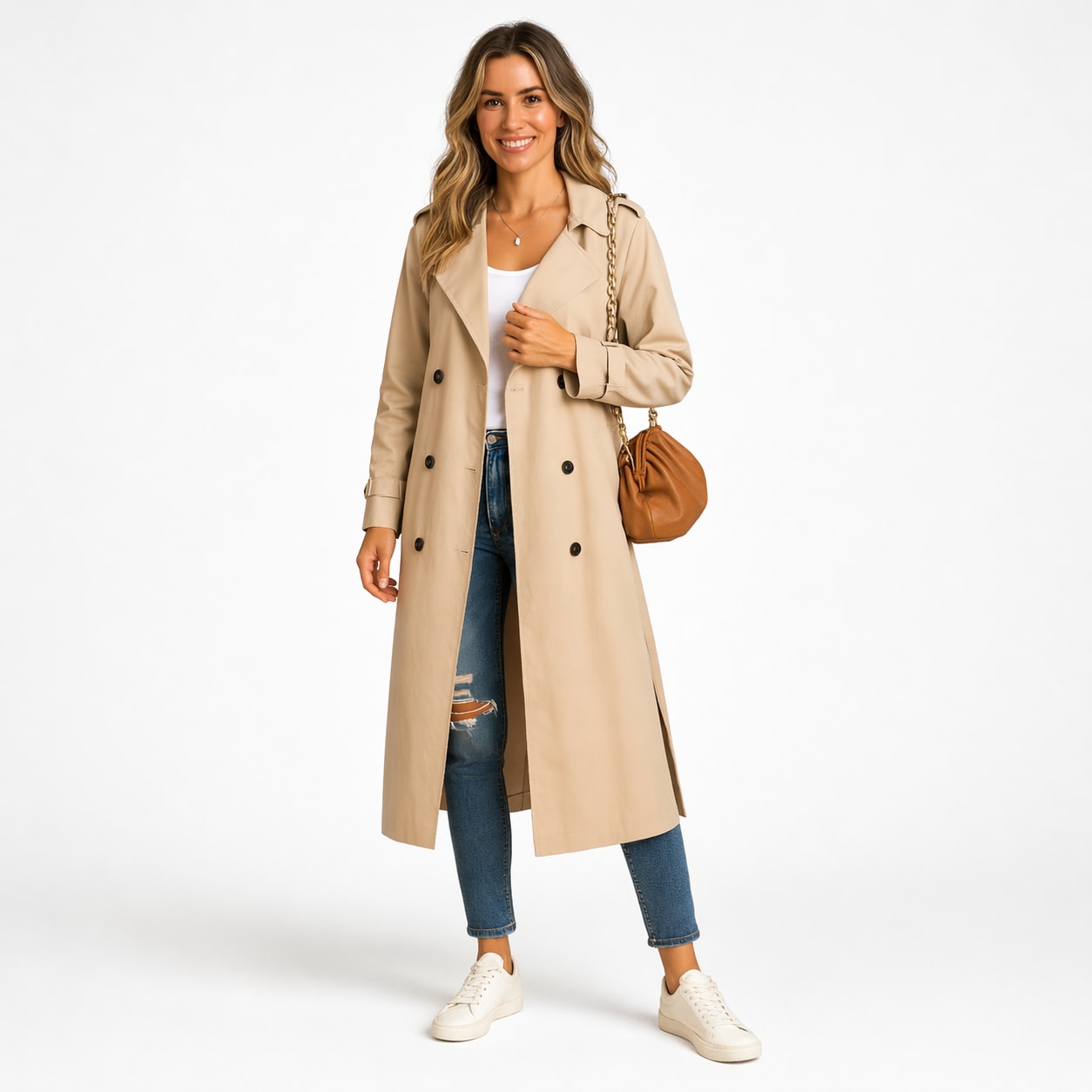 Women's Belted Long Trench Coat | Rosalind_1
