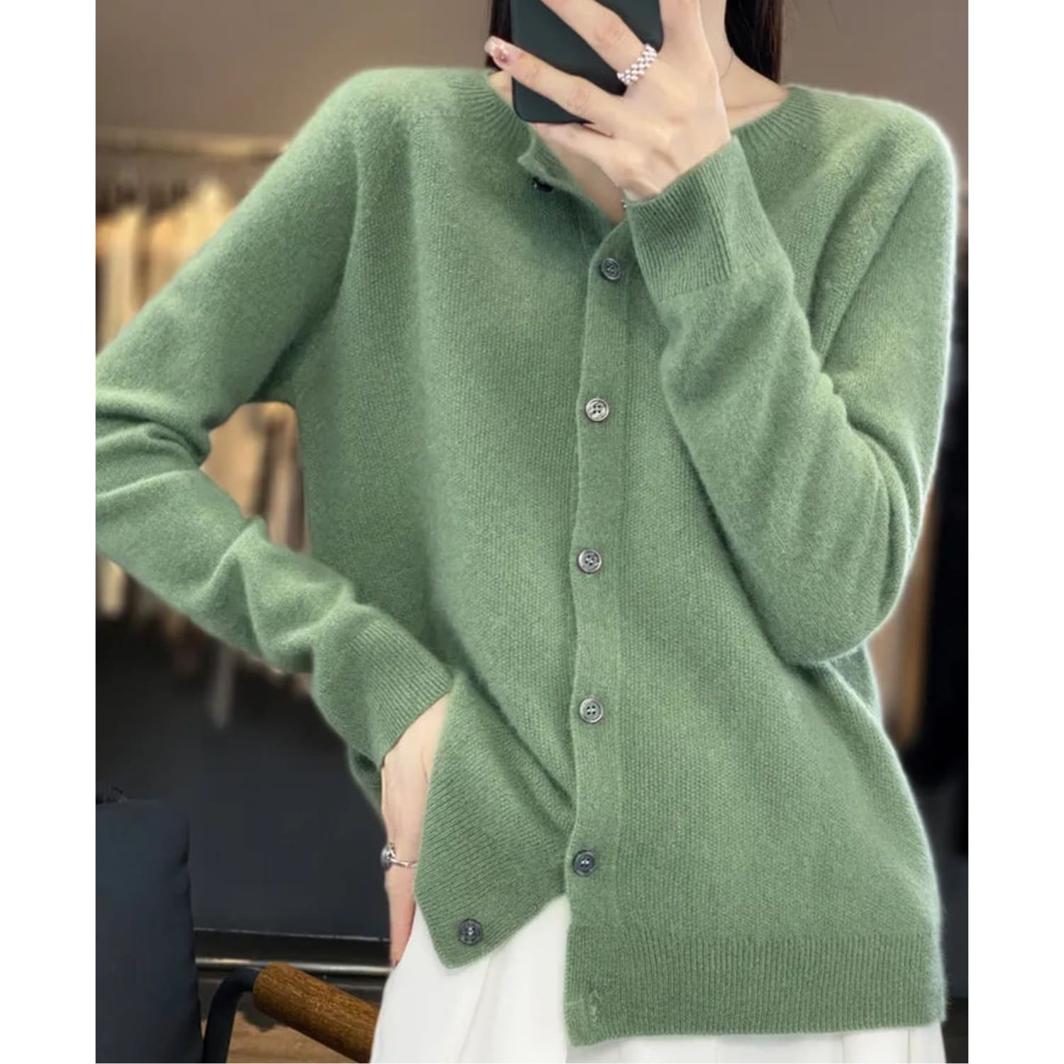 Women's Merino Wool Cashmere Cardigan | Bernadine_13
