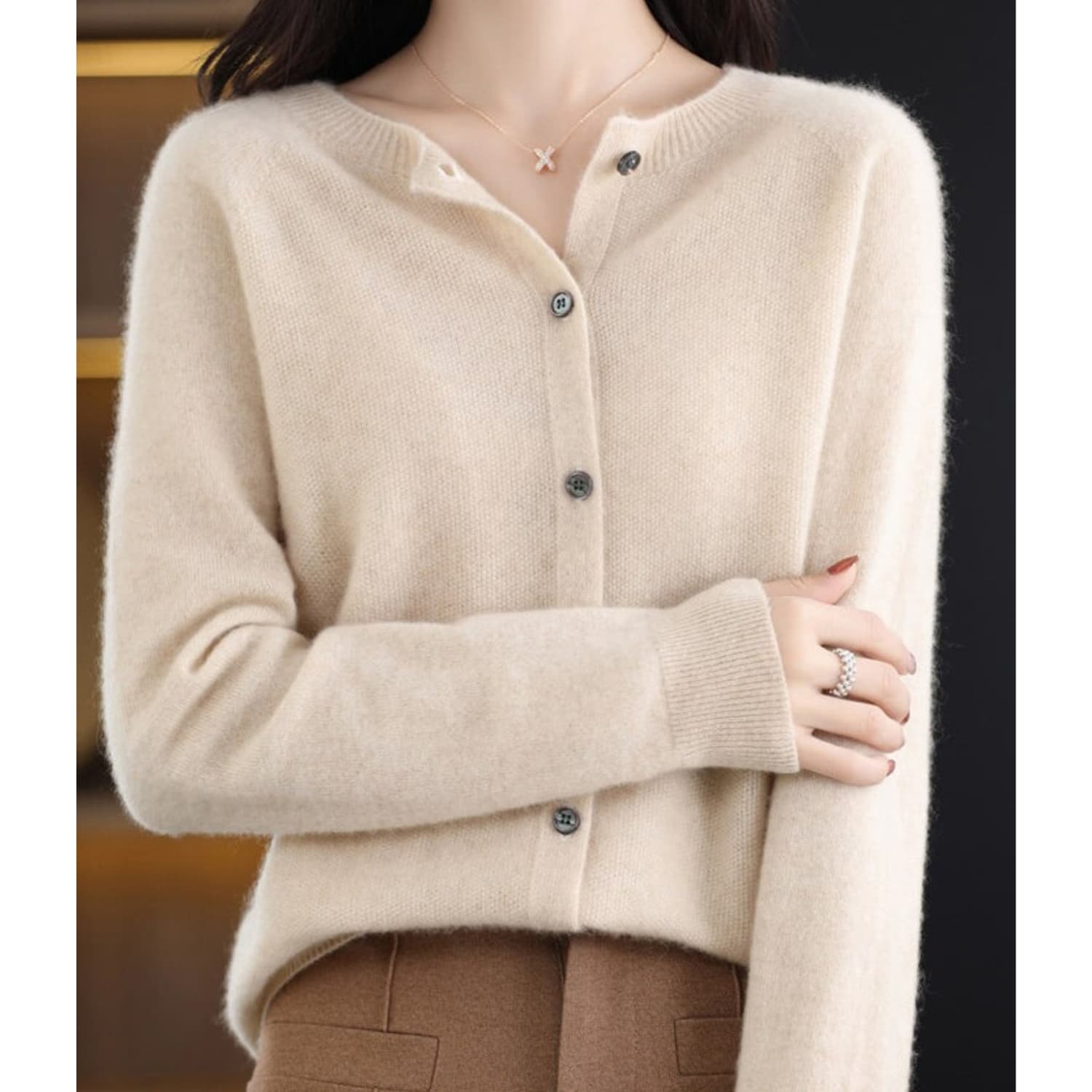 Women's Merino Wool Cashmere Cardigan | Bernadine_15
