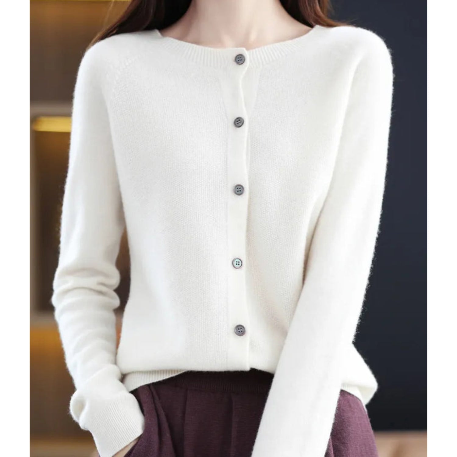 Women's Merino Wool Cashmere Cardigan | Bernadine_5