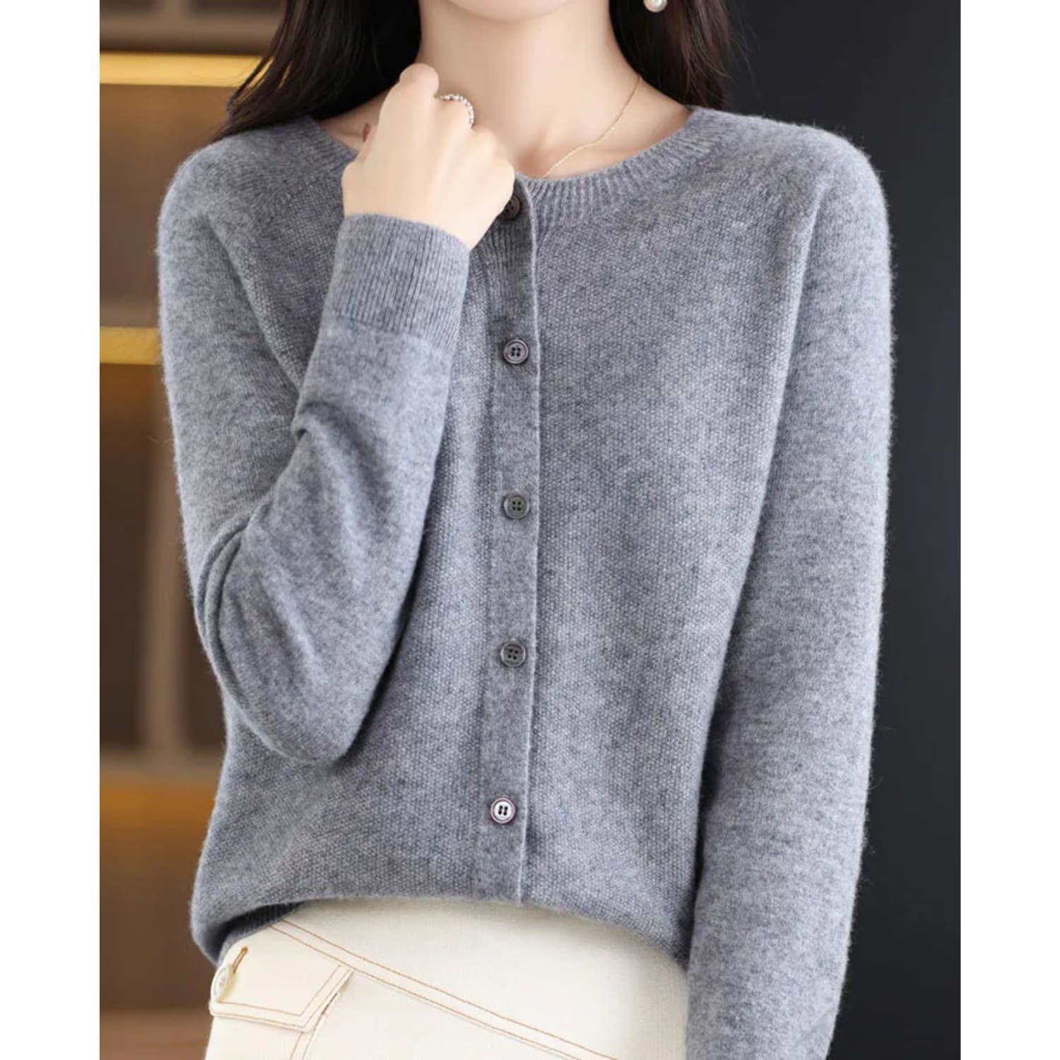 Women's Merino Wool Cashmere Cardigan | Bernadine_7