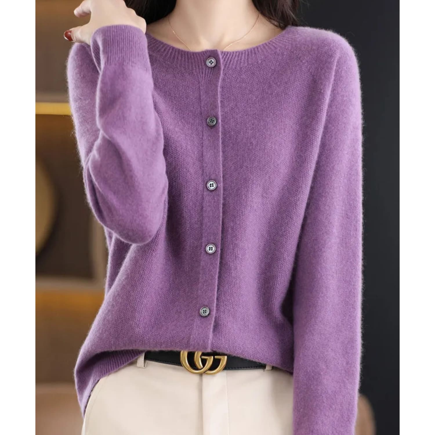 Women's Merino Wool Cashmere Cardigan | Bernadine_9