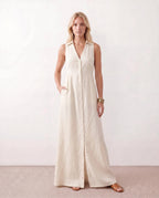 Women's Button Front Sleeveless Maxi Dress | Lavinia_1