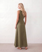 Women's Button Front Sleeveless Maxi Dress | Lavinia_11