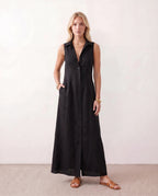 Women's Button Front Sleeveless Maxi Dress | Lavinia_17