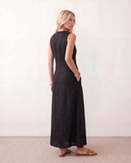 Women's Button Front Sleeveless Maxi Dress | Lavinia_19