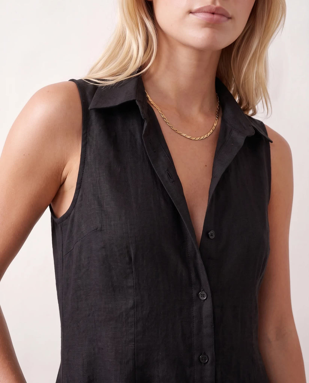 Women's Button Front Sleeveless Maxi Dress | Lavinia_20