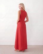 Women's Button Front Sleeveless Maxi Dress | Lavinia_7