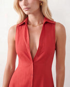 Women's Button Front Sleeveless Maxi Dress | Lavinia_8
