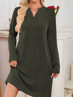 Women's Ribbed Knit Long Sleeve Dress | Guinevere_11