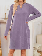 Women's Ribbed Knit Long Sleeve Dress | Guinevere_24