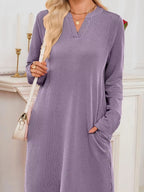 Women's Ribbed Knit Long Sleeve Dress | Guinevere_26