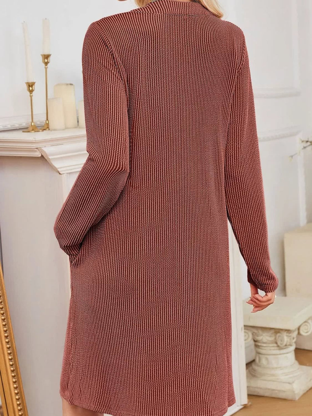 Women's Ribbed Knit Long Sleeve Dress | Guinevere_28