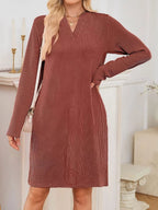 Women's Ribbed Knit Long Sleeve Dress | Guinevere_30