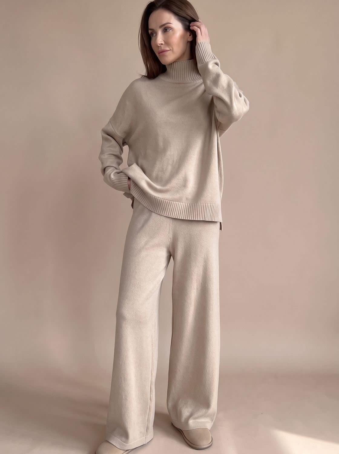 Women's Turtleneck Sweater and Wide Leg Pants Set | Cranleigh_2
