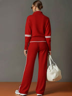 Women's Half Zip Wide Leg Two Piece Set | Lysandra_12