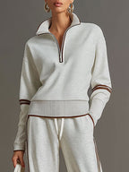 Women's Half Zip Wide Leg Two Piece Set | Lysandra_17