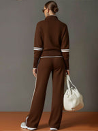Women's Half Zip Wide Leg Two Piece Set | Lysandra_9