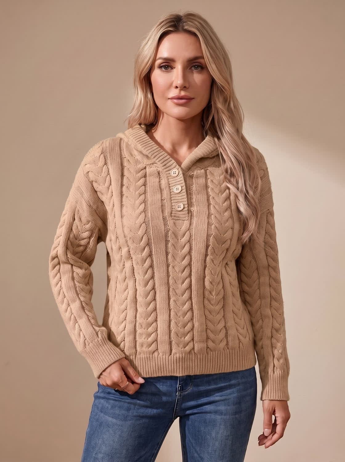 Women's Hooded Cable Knit Sweater | Penhallow_3