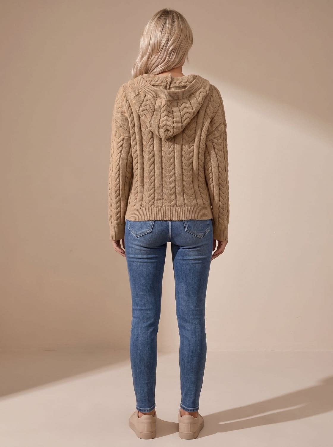 Women's Hooded Cable Knit Sweater | Penhallow_4