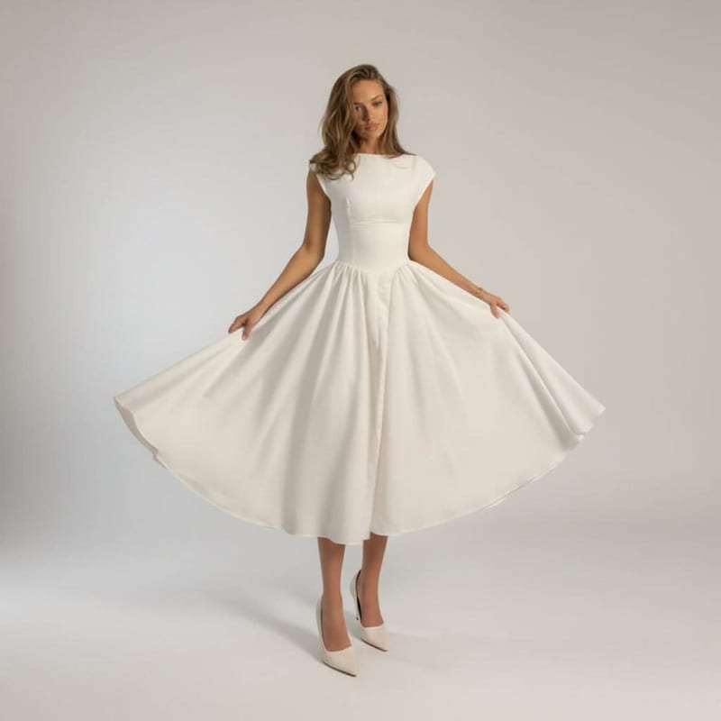 Women's Cap Sleeve A-Line Midi Dress | Fairholme_1