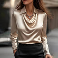 Women's Satin Draped Neck Blouse | Sidony_1