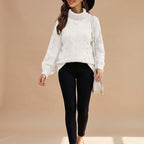 Women's Relaxed Chunky Cable Turtleneck Sweater | Larkin_1