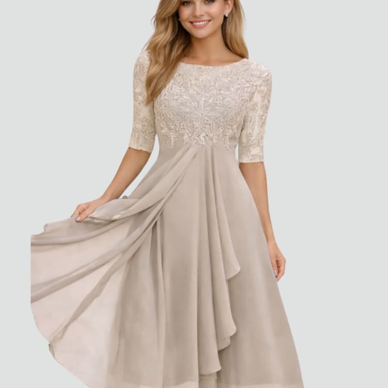Women's Lace Wedding Guest Midi Dress | Romilly_1