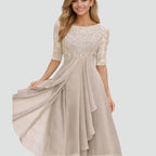 Women's Lace Wedding Guest Midi Dress | Romilly_1
