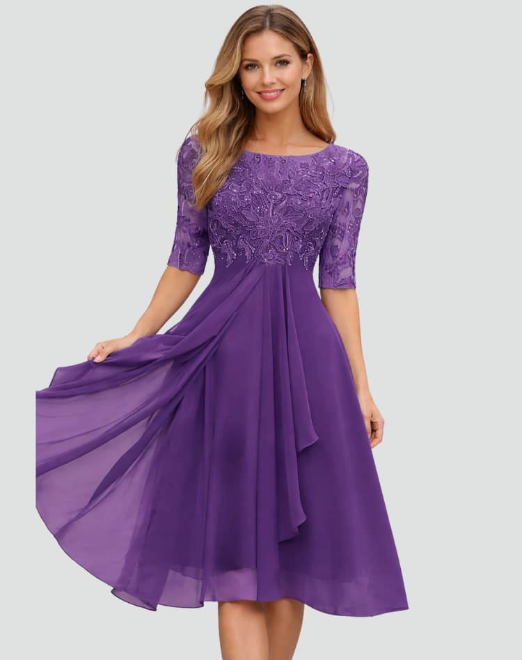 Women's Lace Wedding Guest Midi Dress | Romilly_4