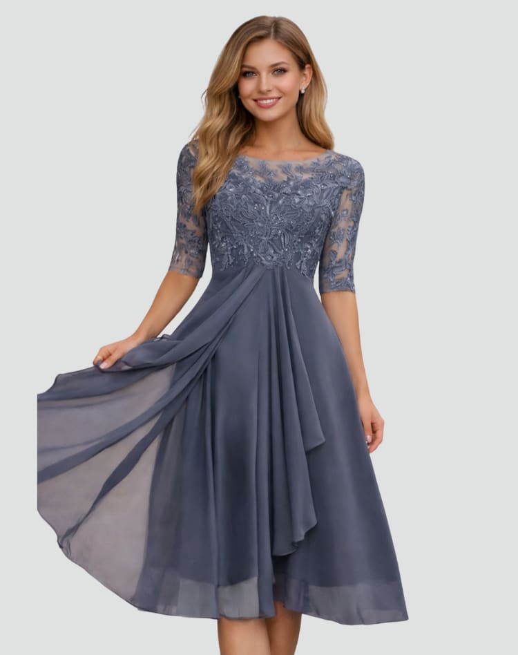 Women's Lace Wedding Guest Midi Dress | Romilly_5