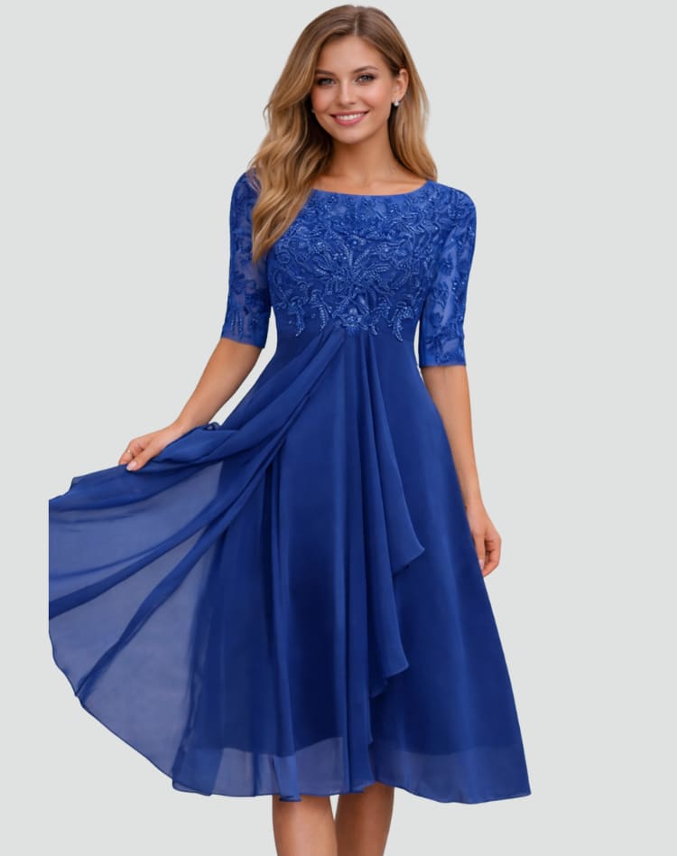 Women's Lace Wedding Guest Midi Dress | Romilly_7